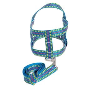 Guia com peitoral 25mm azul quadriculado 4 46 cm a 51 cm