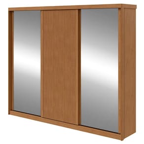 Guarda Roupa Casal Ollie 3 Portas Amêndoa Clean com Espelho Glass - Lopas