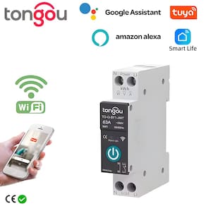 Disjuntor Inteligente Wi-Fi 63A, Compatível Com Google Assistant e Alexa, Tongou, Com Medição, Preto