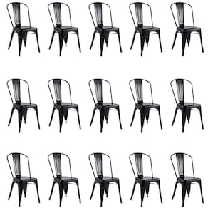 Kit 15 Cadeiras Banqueta Oficial Iron Tolix Preto