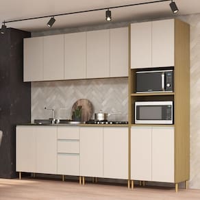 Cozinha Modulada 5 Peças 13 Portas e 3 Gavetas Giorgia Canary/Off White