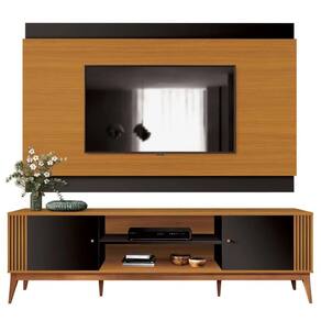 Rack com Painel Legacy para Tv até 65 Polegadas EDN Móveis Cor Cedro Naturale Preto