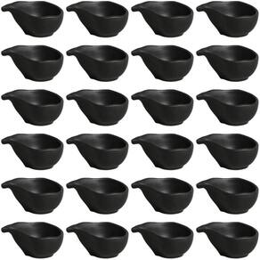 Kit 24 Molheiras 8x6cm Preto 40ml Cerâmica Porto Brasil Buffet Restaurante Oval Orgânico