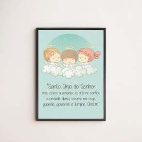 Quadro Infantil Santo Anjo Do Senhor 33X24Cm - Com Vidro