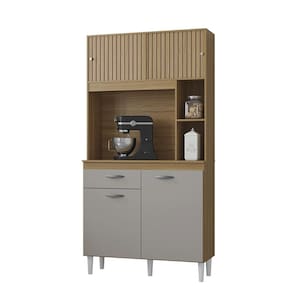 Armário Para Cozinha Kit Duda 90 cm Damasco Ripado Off White- Poquema