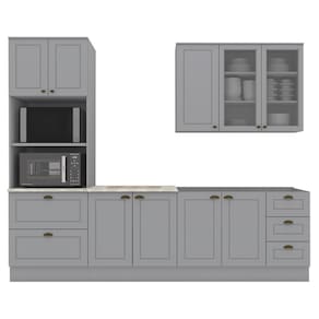 Cozinha Modulada 5 Pecas 272 cm CE377 Americana Cinza Calcare Henn