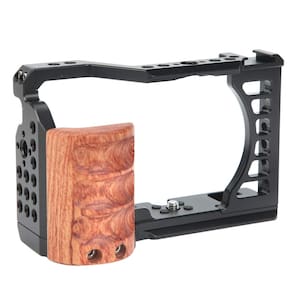 Estabilizador de gaiola de câmera para Sony A7C com alça de madeira