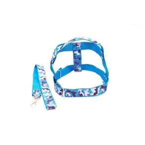 Kit Guia com peitoral 40mm xadrez azul tam 8 56cm-74cm