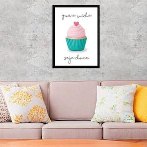 Quadro Cupcake - Que A Vida Seja Doce 24X18Cm - Com Vidro