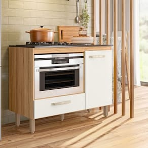 Balcão Para Cooktop e Forno Fit Com 01 Porta e 01 Gaveta Freijo/ Off