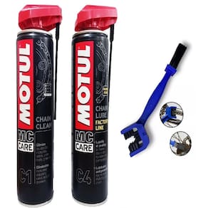 Kit Motul Limpa E Lubrifica Corrente C1 + C4 + Escova corrente Transmissão