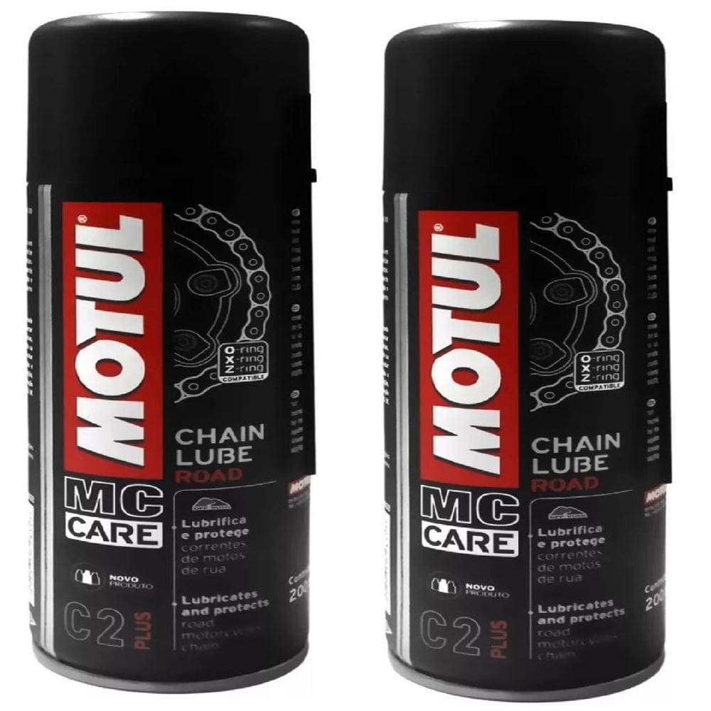 Kit Com 2 Lubrificantes Corrente Moto Bike Motul C2 Chain Lube Road 200Ml