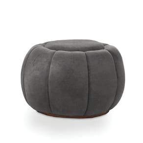 Puff Redondo Orgânico para Sala Cloud Bouclê Cinza Escuro E03 - D`Rossi