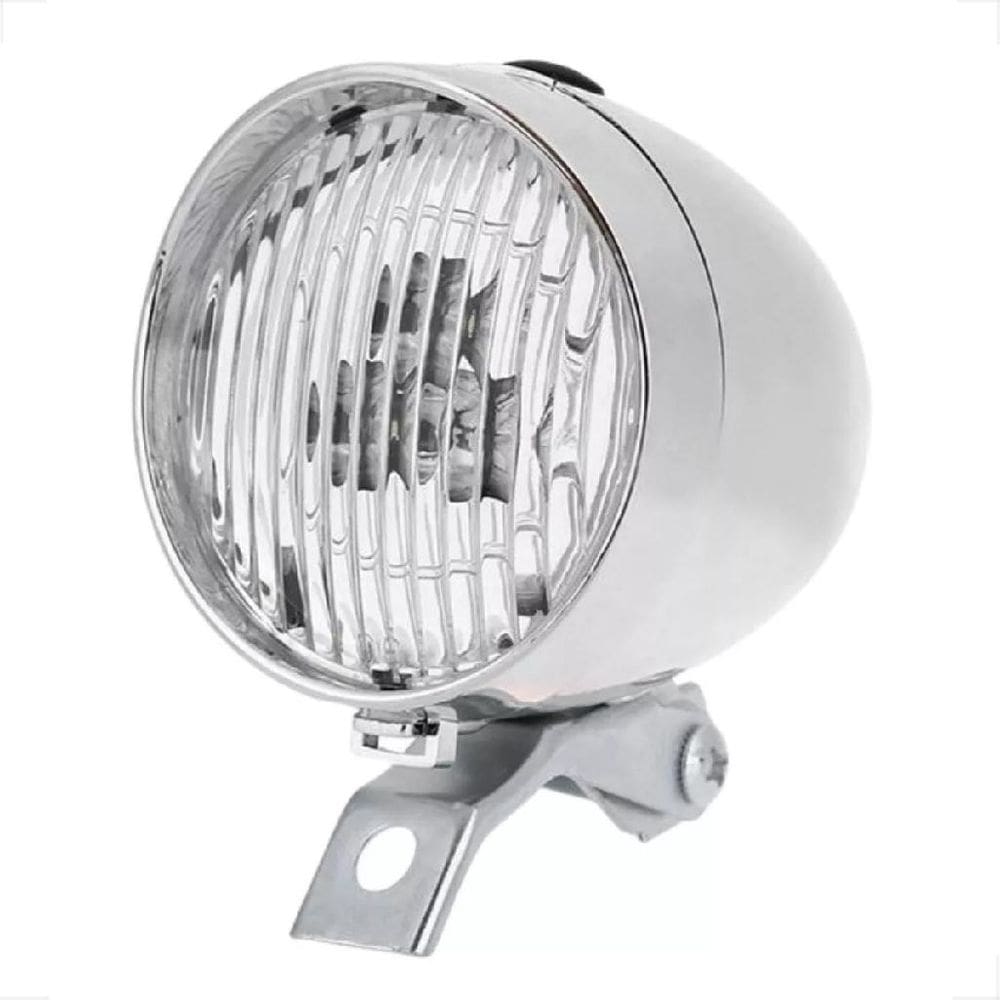 Farol Led Cromado Retrô Tipo Dínamo Bike bicicleta Vintage Antiga Retro Monark Caloi Barra Circular