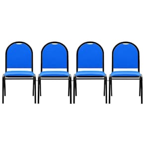 Kit 4 Cadeiras Hoteleiras Auditório Empilhável Sintético M23 Azul - Mpozenato
