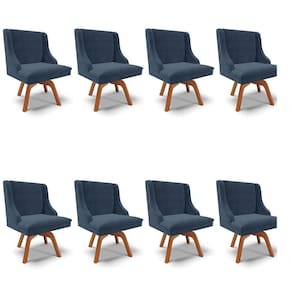 Kit 8 Cadeiras Estofadas Giratória Para Sala De Jantar Lia Suede Azul Marinho - Ibiza