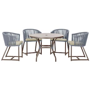 Mesa com 4 Cadeiras de Jantar Roma 100cm e Noronha em Aluminío