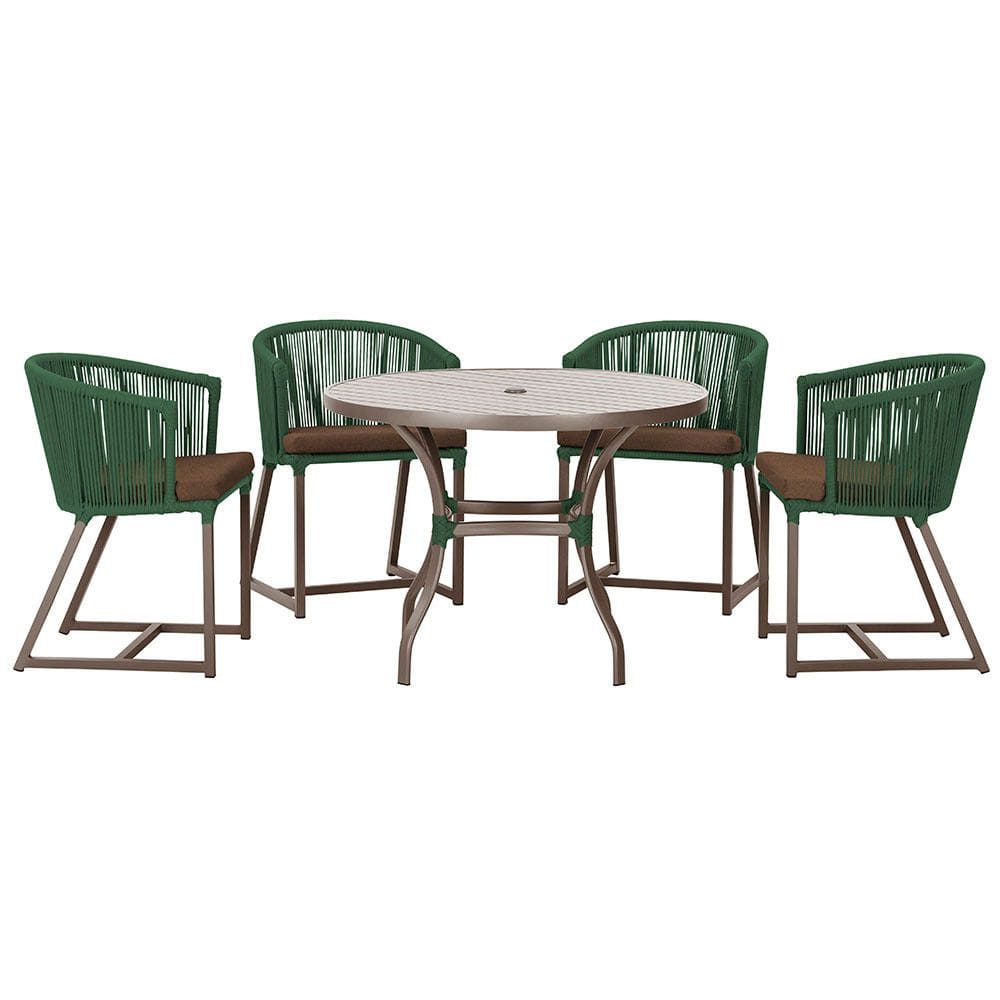 Mesa com 4 Cadeiras de Jantar Roma 100cm e Noronha em Aluminío