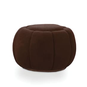 Puff Redondo Orgânico para Sala Cloud Bouclê Marrom E03 - D`Rossi