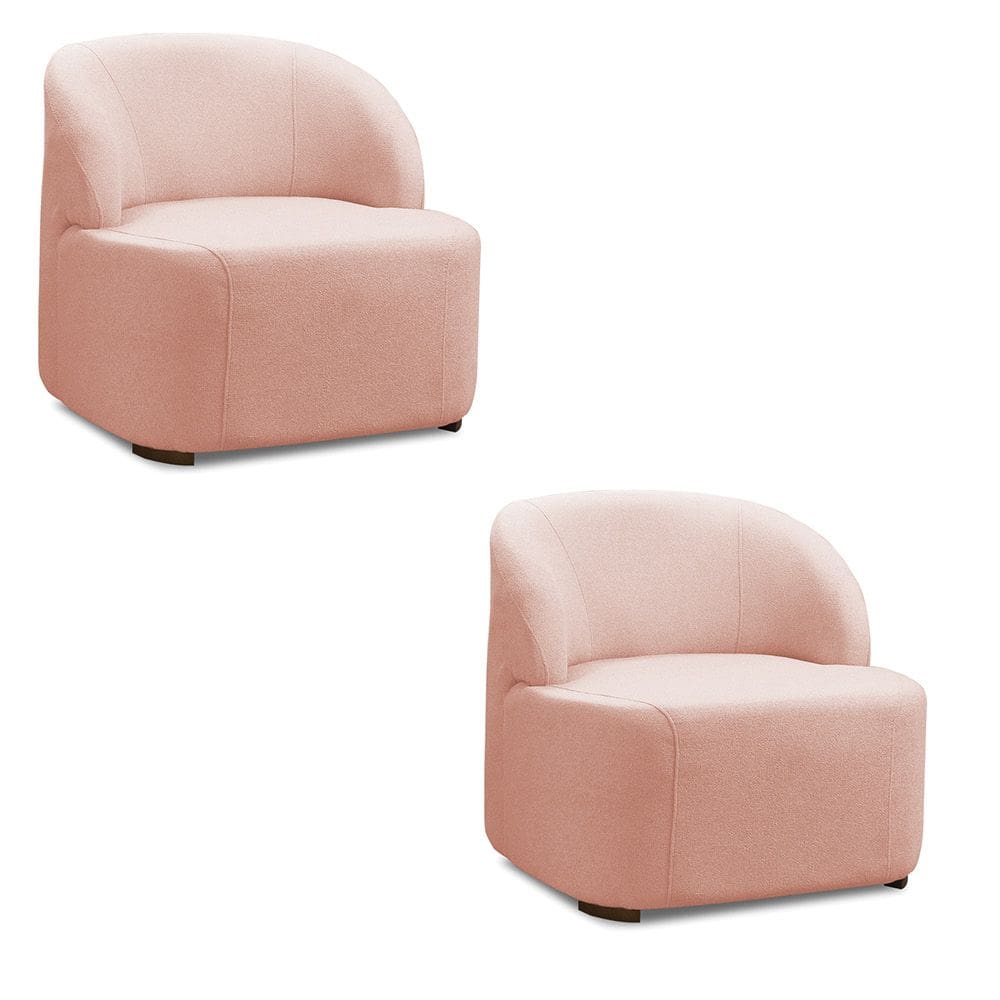 Poltrona Decorativa Orgânica kit 2 Diully Bouclê Rosê E03 - D`Rossi