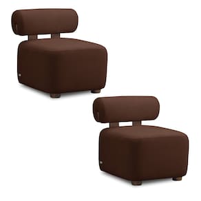Poltrona Decorativa para Sala Kit 2 Helora Bouclê Marrom E03 - D`Rossi