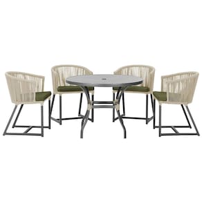 Mesa com 4 Cadeiras de Jantar Roma 100cm e Noronha em Aluminío