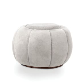 Puff Redondo Orgânico para Sala Cloud Bouclê Cinza Claro E03 - D`Rossi