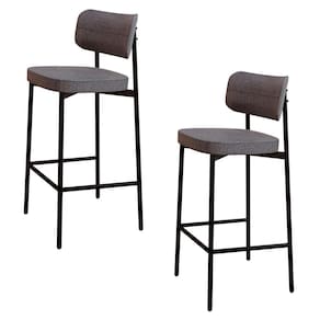 Banqueta Alta Bar Estofada Kit 2 Ella M25 Linho Cinza - Mpozenato