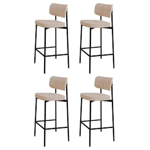 Banqueta Alta Bar Estofada Kit 4 Ella M25 Linho Areia - Mpozenato