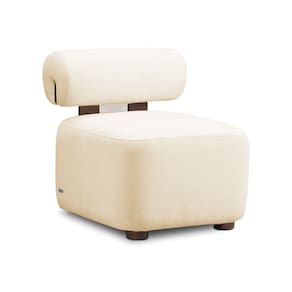 Poltrona Decorativa para Sala Helora Bouclê Bege E03 - D`Rossi
