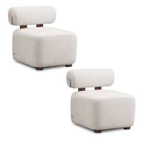 Poltrona Decorativa para Sala Kit 2 Helora Bouclê Cinza Claro E03 - D`Rossi