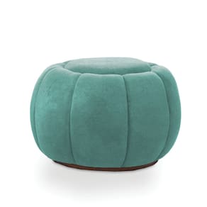 Puff Redondo Orgânico para Sala Cloud Bouclê Azul Turquesa E03 - D`Rossi