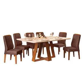 Mesa De Jantar Kiara 160cm Com 6 Cadeiras Lídia D04 Freijó-veludo Moca - Mpozenato