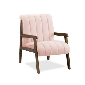 Poltrona Decorativa para Sala Base de Madeira Daline Bouclê Rosê E03 - D`Rossi