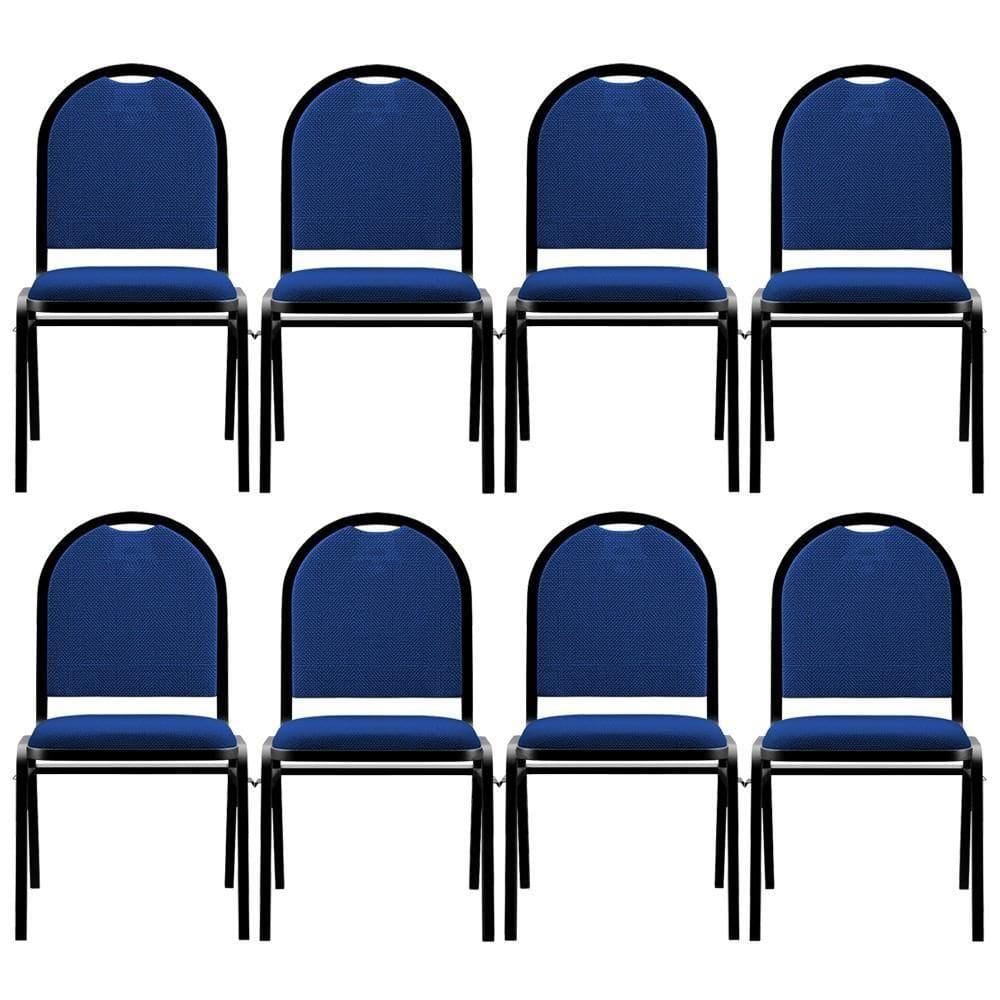 Kit 8 Cadeiras Hoteleiras Auditório Empilhável Linho M23 Azul - Mpozenato