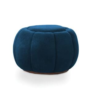 Puff Redondo Orgânico para Sala Cloud Bouclê Azul Marinho E03 - D`Rossi