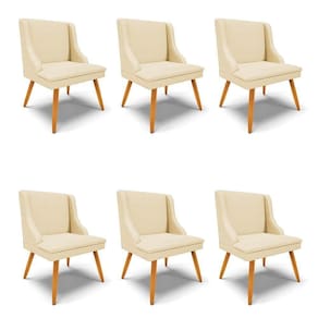 Kit 6 Cadeiras Estofadas Para Sala De Jantar Pés Palito Lia Veludo Off White Luxo - Ibiza