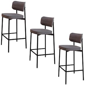 Banqueta Alta Bar Estofada Kit 3 Ella M25 Linho Cinza - Mpozenato