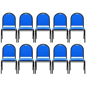 Kit 10 Cadeiras Hoteleiras Auditório Empilhável Sintético M23 Azul - Mpozenato