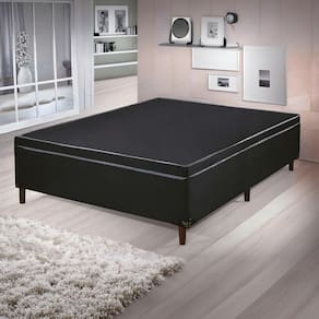 Base Cama Bau Articulado Casal 1,88x1,38x0,40 Suede E Preto