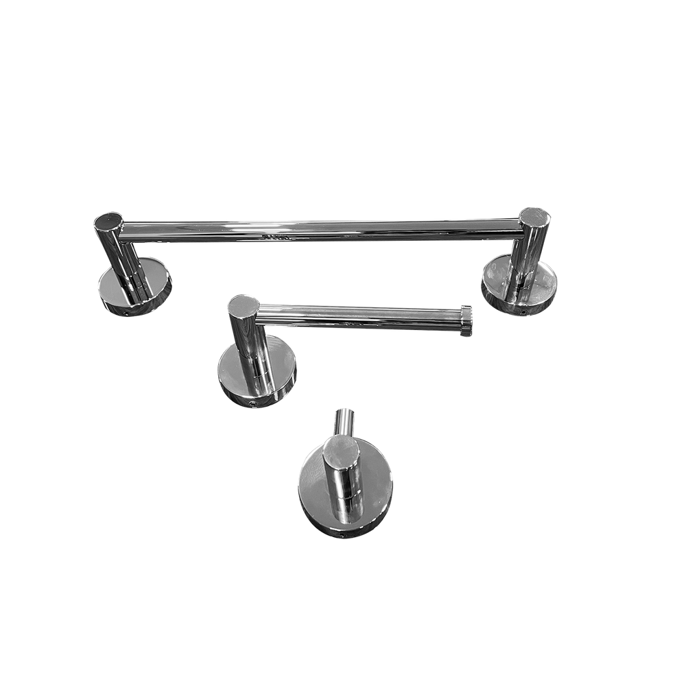 Kit Papeleira Cabide Toalheiro 60Cm Redondo Trendmetais