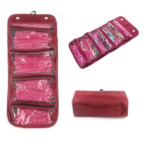 Bolsa Viagem Dobravel Frasqueira Necessaire Bolsinha 4 Divisorias Bolsos Organizador Maquiagem Pinceis Acessorios Organi