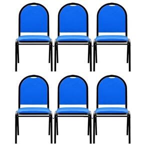 Kit 6 Cadeiras Hoteleiras Auditório Empilhável Sintético M23 Azul - Mpozenato