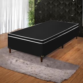 Base Cama Bau Articulado Solteiro 1,88x0,88x0,40 Suede E Preto