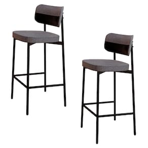 Banqueta Alta Bar Estofada Kit 2 Ella M25 Linho Cinza-preto - Mpozenato
