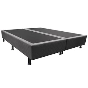 Base Para Cama Casal Queen 158x198cm Bipartido Liz S05 Suede Bordado Cinza - Mpozenato