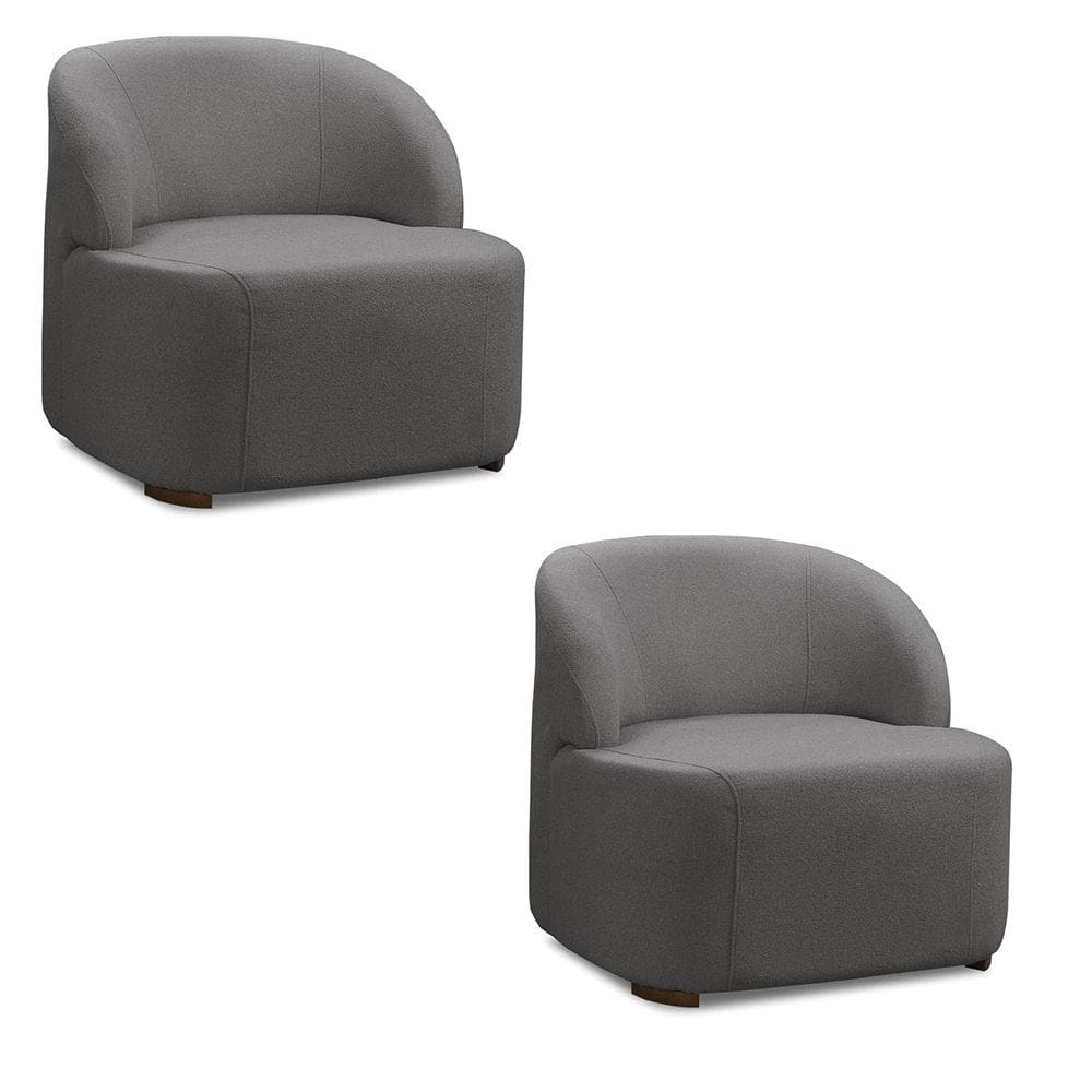 Poltrona Decorativa Orgânica kit 2 Diully Bouclê Cinza Escuro E03 - D`Rossi