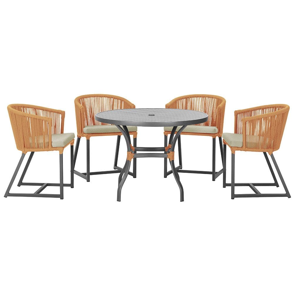 Mesa com 4 Cadeiras de Jantar Roma 100cm e Noronha em Aluminío