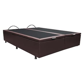 Base Baú Para Cama Casal King 192x203cm Bipartido Liz S05 Sintético Marrom - Mpozenato