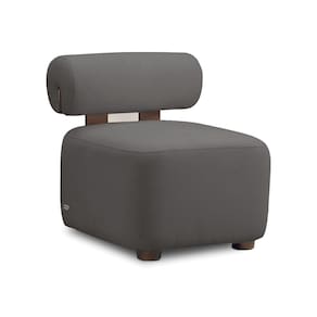 Poltrona Decorativa para Sala Helora Bouclê Cinza Escuro E03 - D`Rossi